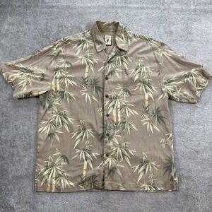 Jamaica Jaxx Silk Camp Pocket Shirt Mens Size‎ Large Beige Floral Summer